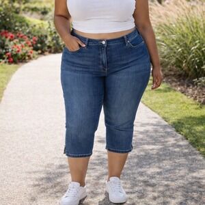 Good American Good Capri Mid-Rise Skinny Jeans Blue Size 28 Plus Size NEW